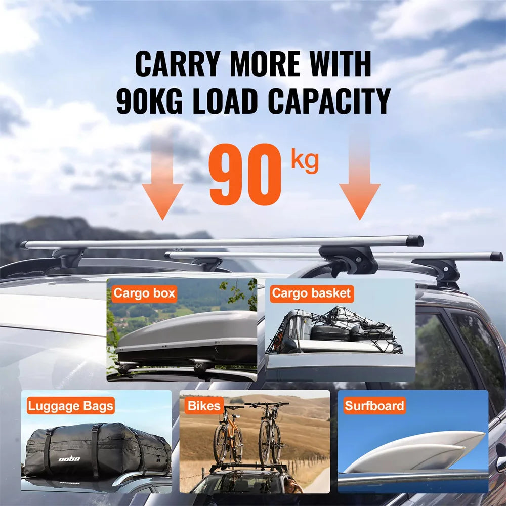 Universal Roof Rack Cross Bars cm, Aluminum Roof Rails with Security Lock, kg Load Capacity, for cars' suves with Roof Rails, cm Aluminum Roof Rack Crossbars, Anti-Theft Lockable, 150kg Heavy Duty, Universal Fit for Vehicles