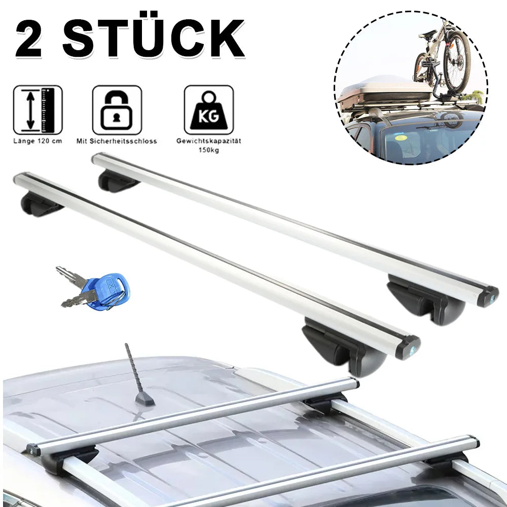 Universal Roof Rack Cross Bars cm, Aluminum Roof Rails with Security Lock, kg Load Capacity, for cars' suves with Roof Rails, cm Aluminum Roof Rack Crossbars, Anti-Theft Lockable, 150kg Heavy Duty, Universal Fit for Vehicles