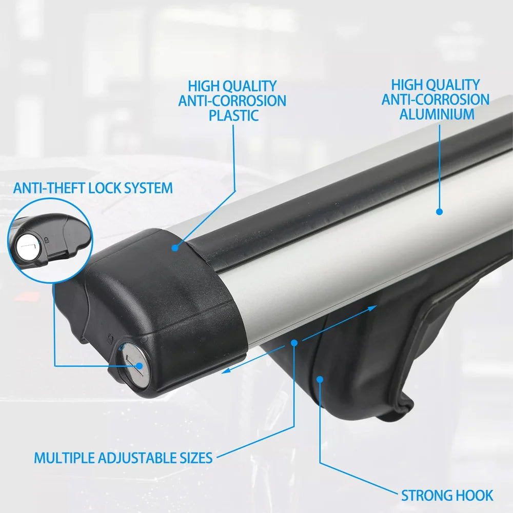Universal Roof Rack Cross Bars cm, Aluminum Roof Rails with Security Lock, kg Load Capacity, for cars' suves with Roof Rails, cm Aluminum Roof Rack Crossbars, Anti-Theft Lockable, 150kg Heavy Duty, Universal Fit for Vehicles