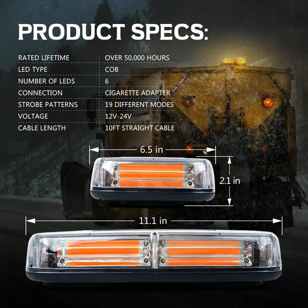 COB LED Rooftop Strobe Beacon Lights Magnetic Base Safety Warning Light Emergency Construction Vehicles Trucks Postal Mail Cars