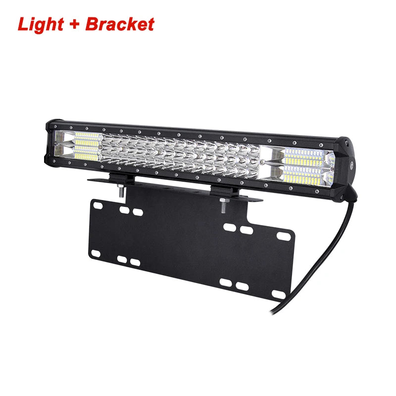 Willpower 20 inch 288w LED Light Bar, 15" License Plate Bracket Bull Bar Combo Beam for Car Offroad Truck Tractor 4x4 12V 24V