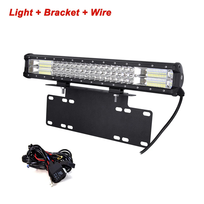 Willpower 20 inch 288w LED Light Bar, 15" License Plate Bracket Bull Bar Combo Beam for Car Offroad Truck Tractor 4x4 12V 24V