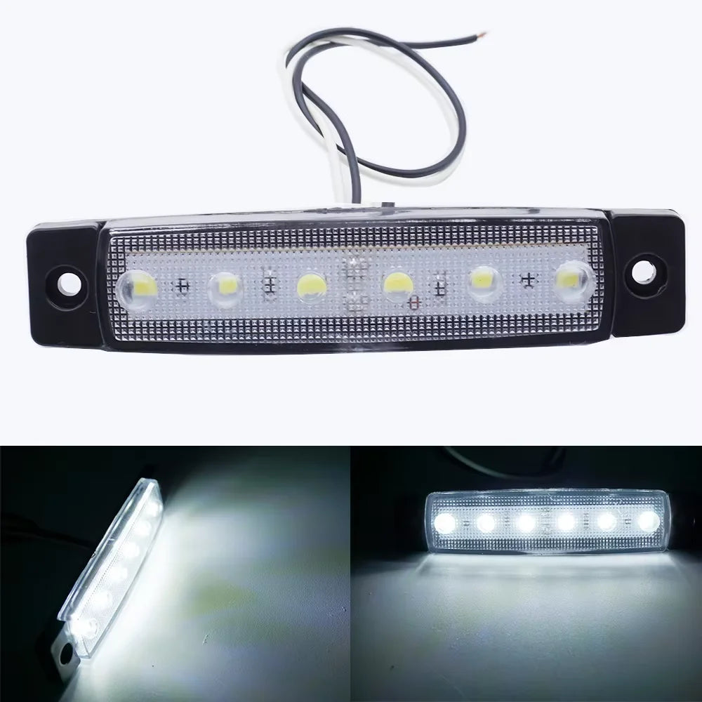 6LED Car Lorry Lights Trucks Front Rear Side Marker Lights LED Trailer RV Indicators Turn Signal Warning Lamp for Car Side Light