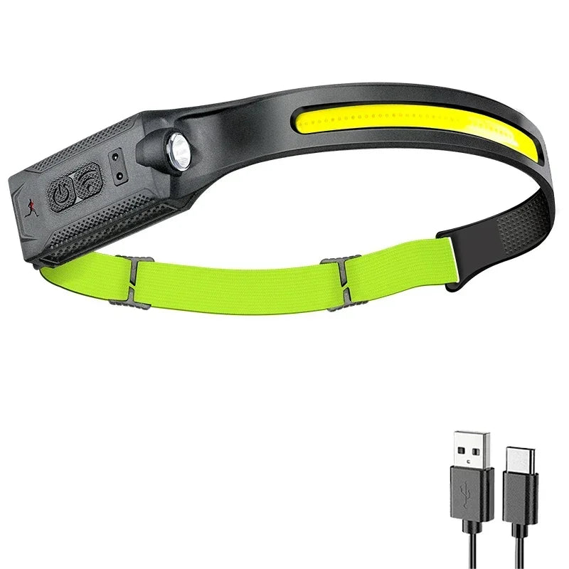LED HeadlampRechargeable 3-modes Lighting Headlight Flashlight Built in Battery Running Light for Outdoor Camping Emergency Lamp