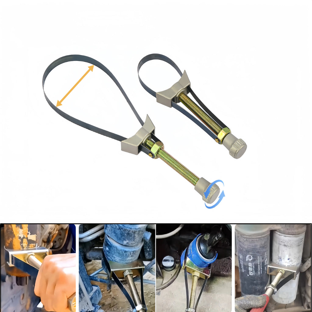 Oil Filter Wrench Heavy Duty Adjustable Steel Strap 60mm-120mm Diameter Universal Car Auto Motorcycle Oil Filter Removal Tool