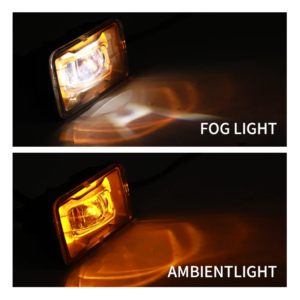 2025 New Waterproof LED Fog Lights with Dual Color DRL Amber Halo for Ford Super Duty 2017 2018