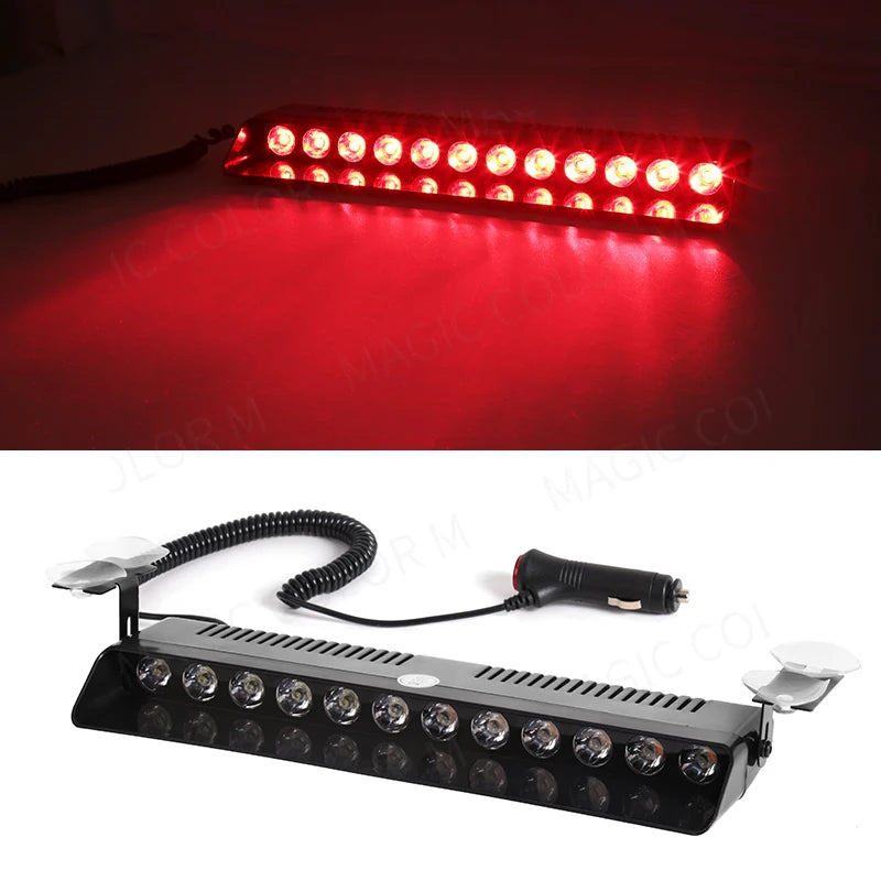 12 LED Car Strobe Light Flash Warning Signal Beacon Traffic Fireman Bright Windshield  Trailer Vehicle Indicators Waterproof 12V