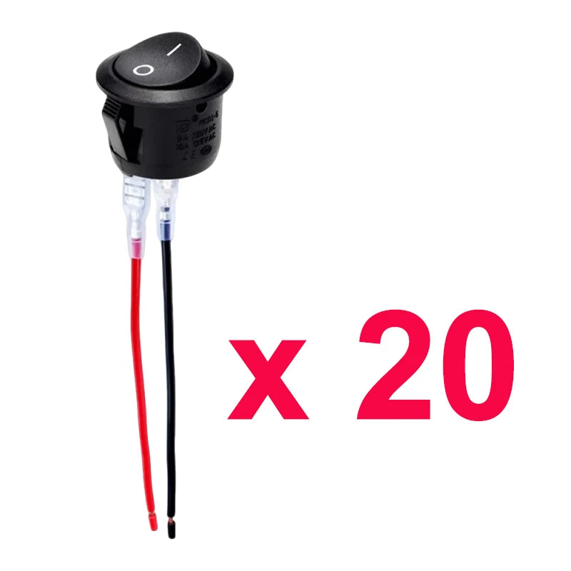 ON/Off Round Rocker Switch 12V 20mm SPST 2 Pin/Position Mini Toggle Switch Waterproof Snap-in Circle Switches for RV Car Truck