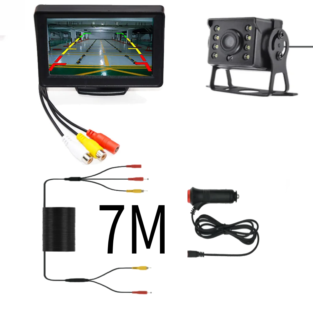 Universal Backup Car Rear view Camera with 4.3or 5 / 7 inch Monitor for Truck HD Screen LED Night Vision Waterproof Paking Bus
