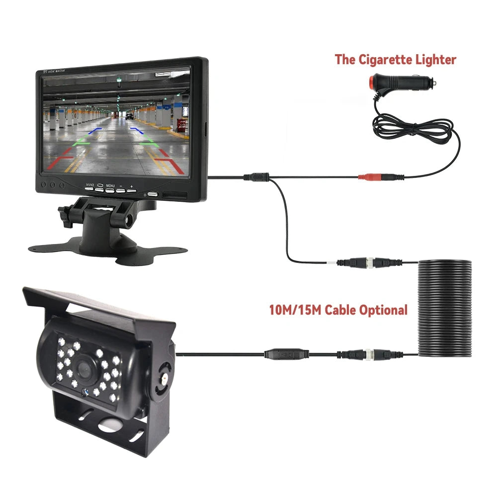 Universal Backup Car Rear view Camera with 4.3or 5 / 7 inch Monitor for Truck HD Screen LED Night Vision Waterproof Paking Bus