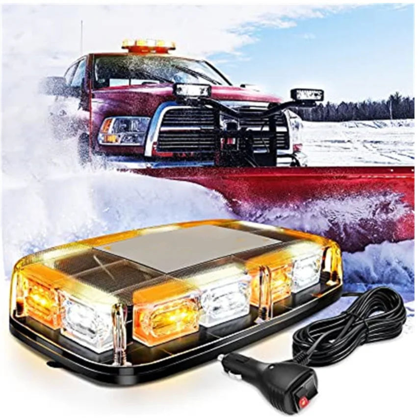 48LED Magnetic Rotating Flash Beacon Strobe Warning Light Roof Top Emergency Signal Lamps Car Flashing Lights Amber White