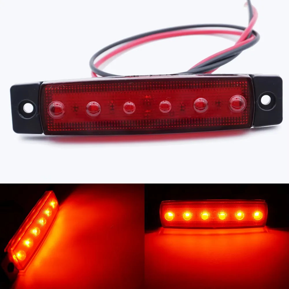 6LED Car Lorry Lights Trucks Front Rear Side Marker Lights LED Trailer RV Indicators Turn Signal Warning Lamp for Car Side Light