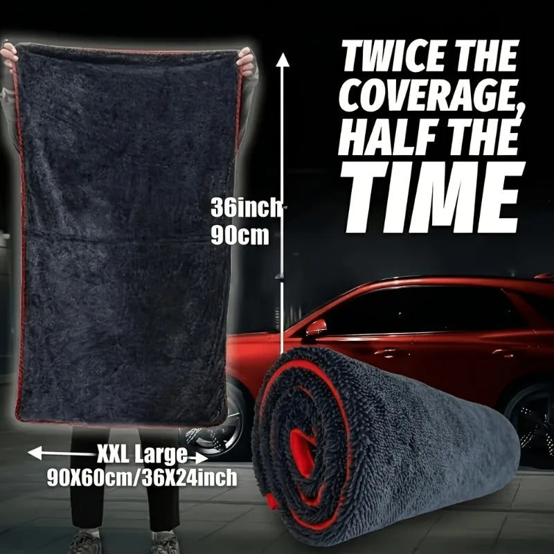 1 PCS XXL Extra Large Microfiber Car Drying Towel - Water Absorption Designed Suitable for Cars Trucks - Gray Fine Plush Cloth