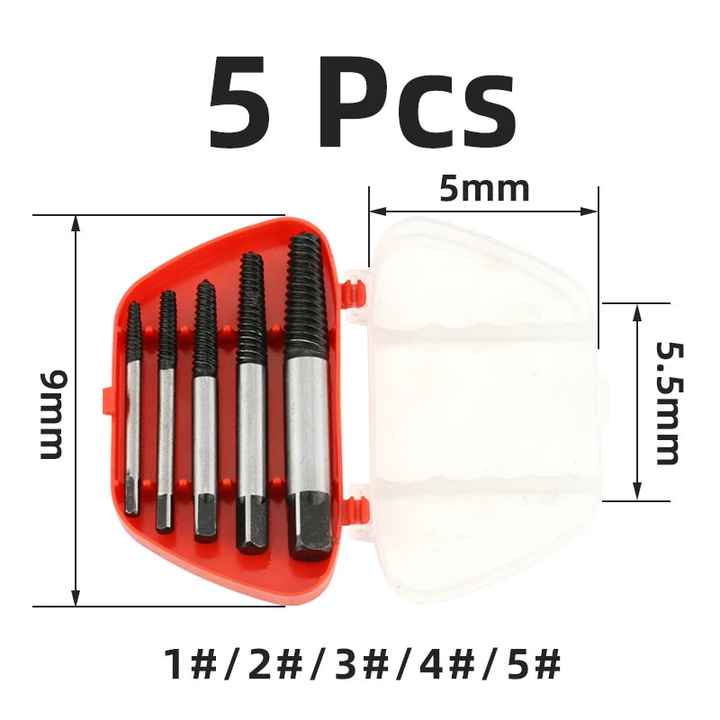 TOOLEYE 5/6Pcs Screw Extractor Drill Bit Set Damaged Screws Remover Extractor Woodworking Tools Broken Bolt Water Pipe Extractor