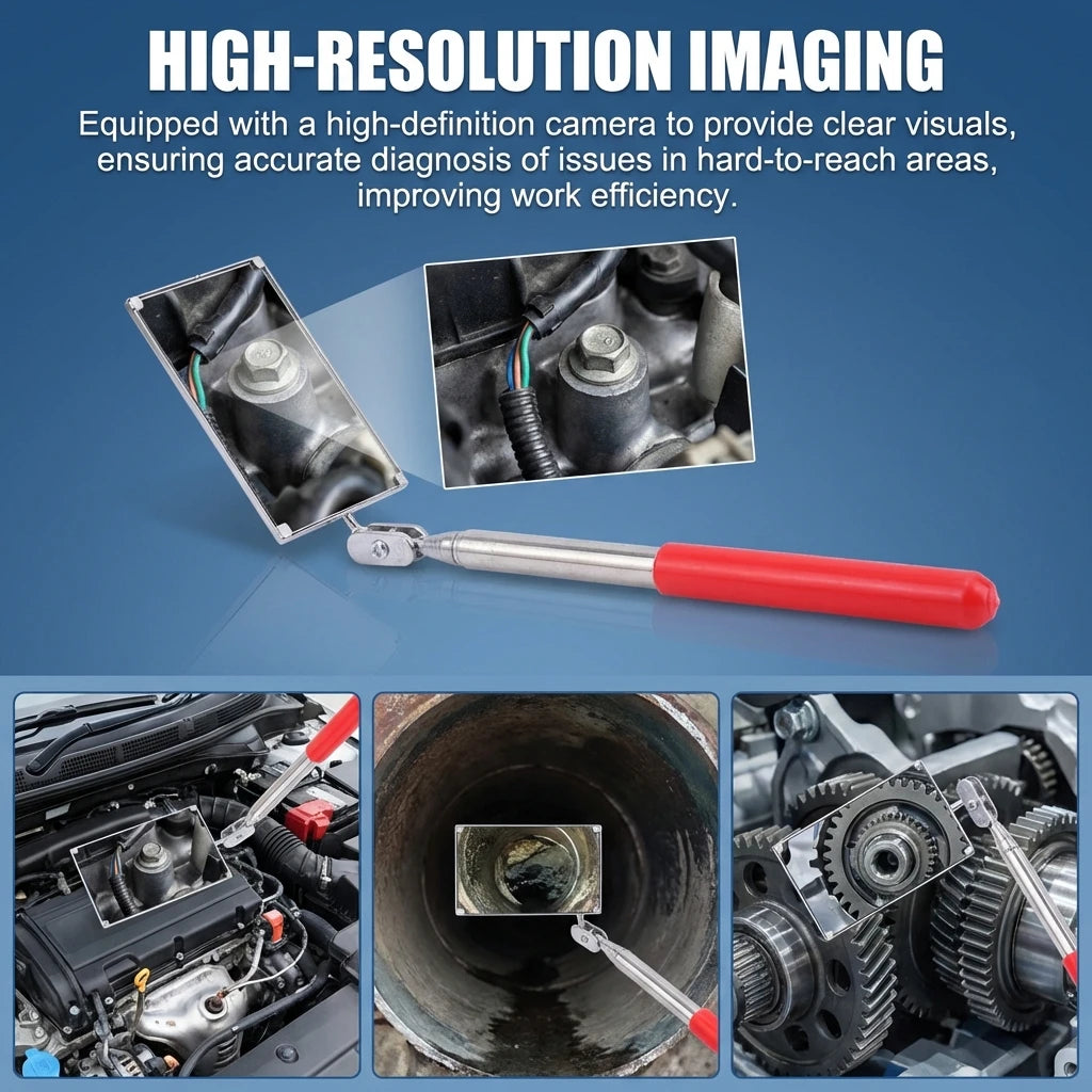 Telescoping Inspection Mirrors Mechanics Tool with Long Handle Adjustable Flexible Telescopic Mirror Mechanic Tools