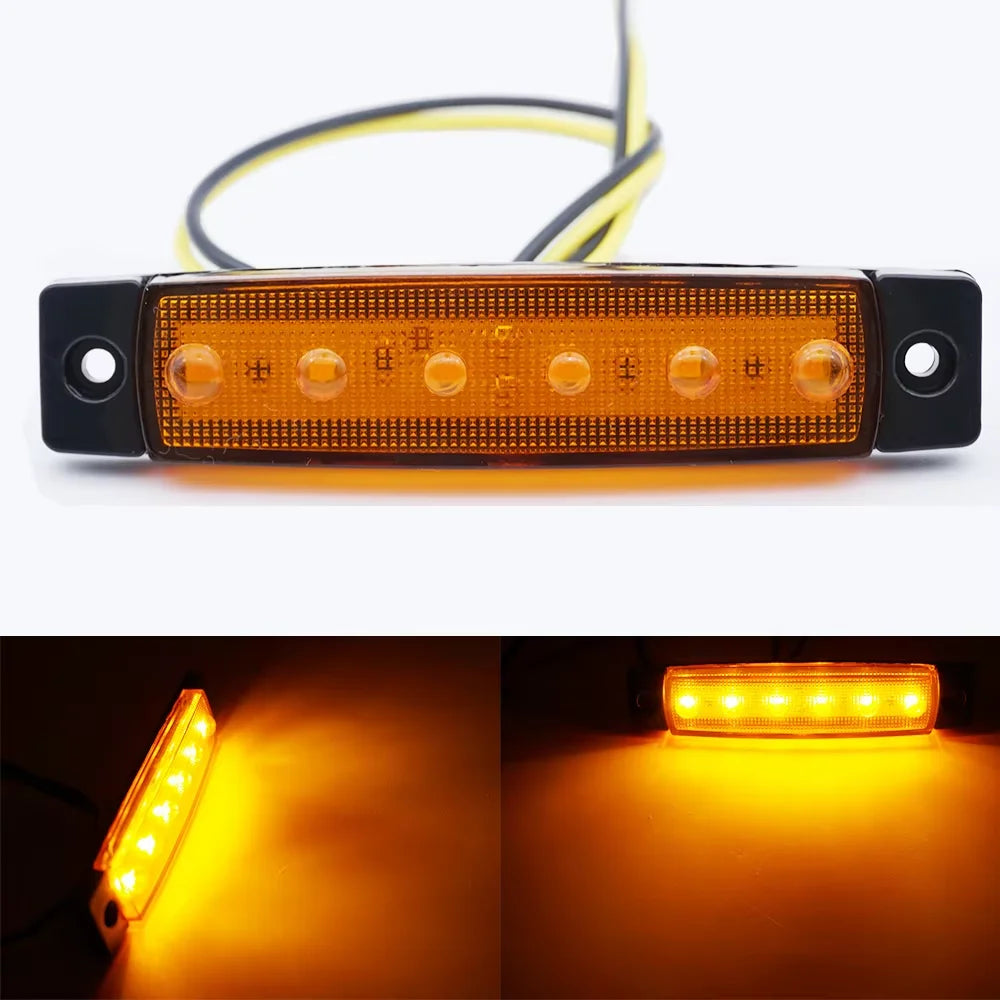 6LED Car Lorry Lights Trucks Front Rear Side Marker Lights LED Trailer RV Indicators Turn Signal Warning Lamp for Car Side Light