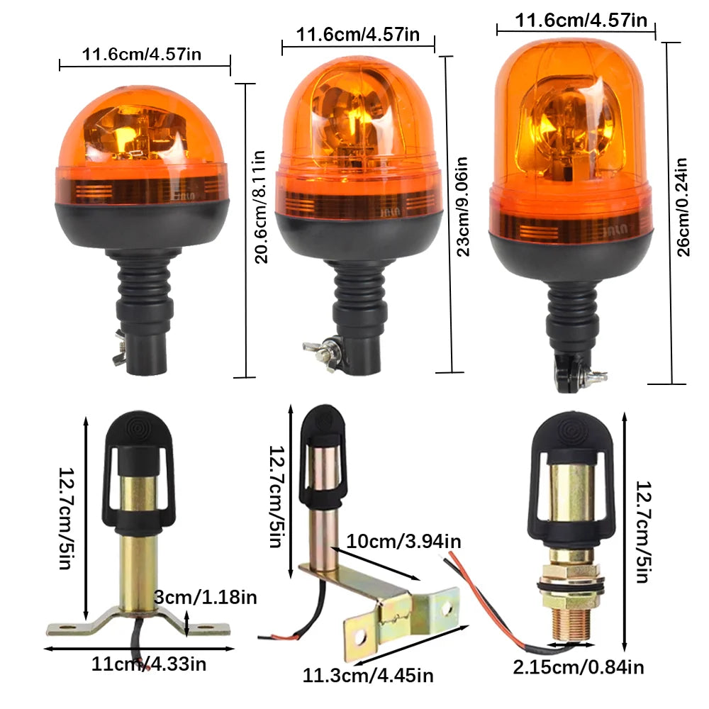 JALN7 Beacon Rotating Light Tractor Warning Emergency Strobe Halogen Signal Lamp Truck Bracket 12V Original Classic Amber