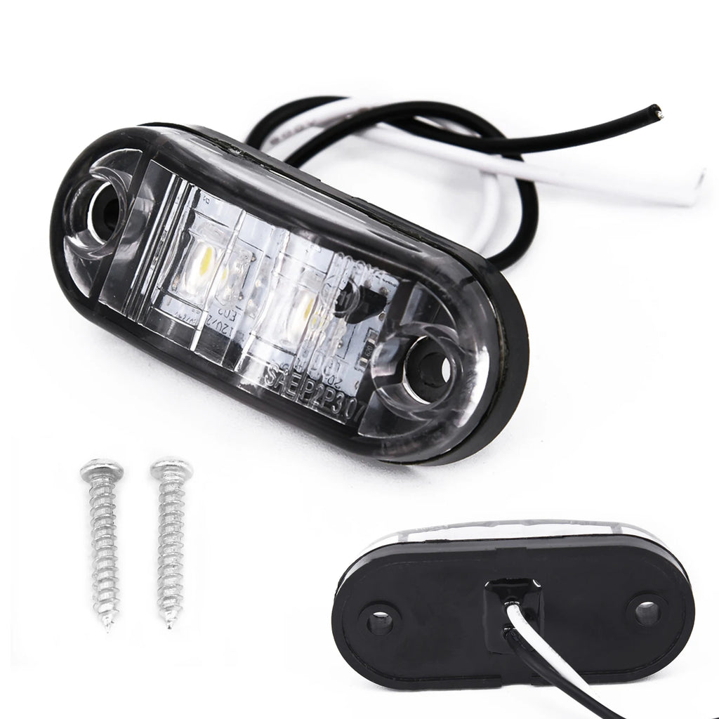 2Pcs 12V / 24V LED Side Marker Lights Car External Lights Warning Tail Light Auto Trailer Truck Lorry Lamps White Color