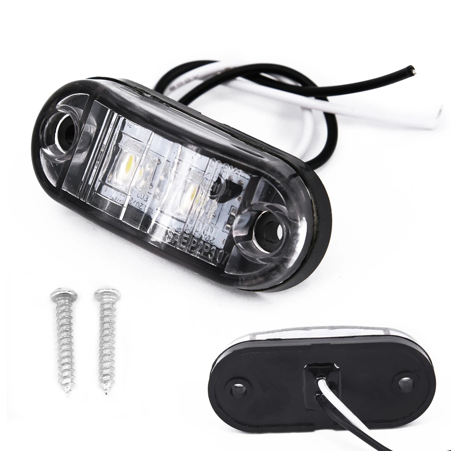 2Pcs 12V / 24V LED Side Marker Lights Car External Lights Warning Tail Light Auto Trailer Truck Lorry Lamps White Color