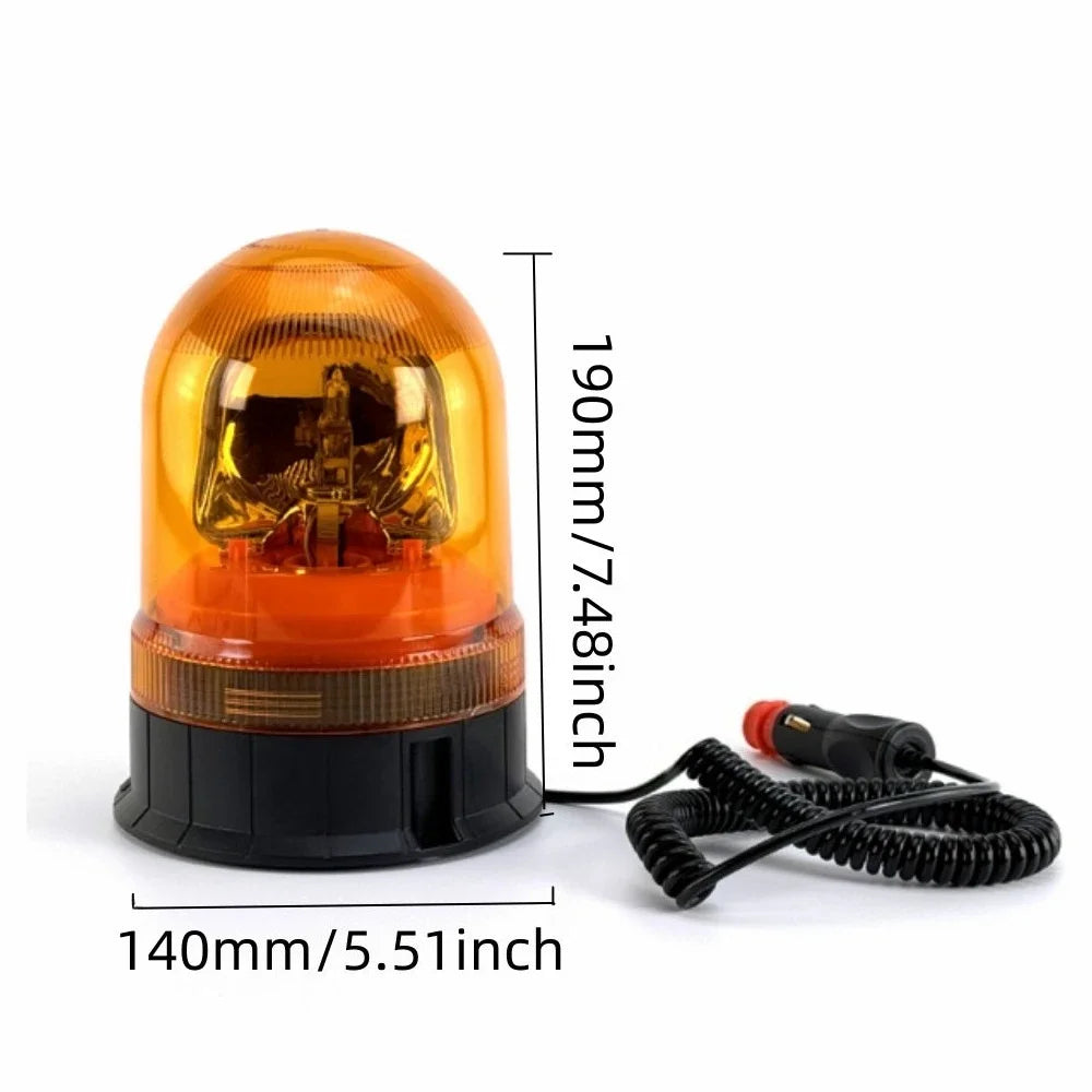 12V 24V Amber Magnetic Strobe Halogen Light Flashing Beacon Rotating Warning Emergency Alarm Lamp Car Truck Tractor Agriculture