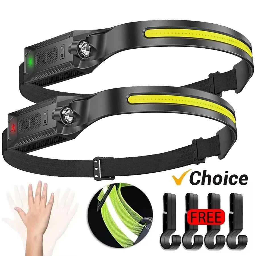 LED HeadlampRechargeable 3-modes Lighting Headlight Flashlight Built in Battery Running Light for Outdoor Camping Emergency Lamp