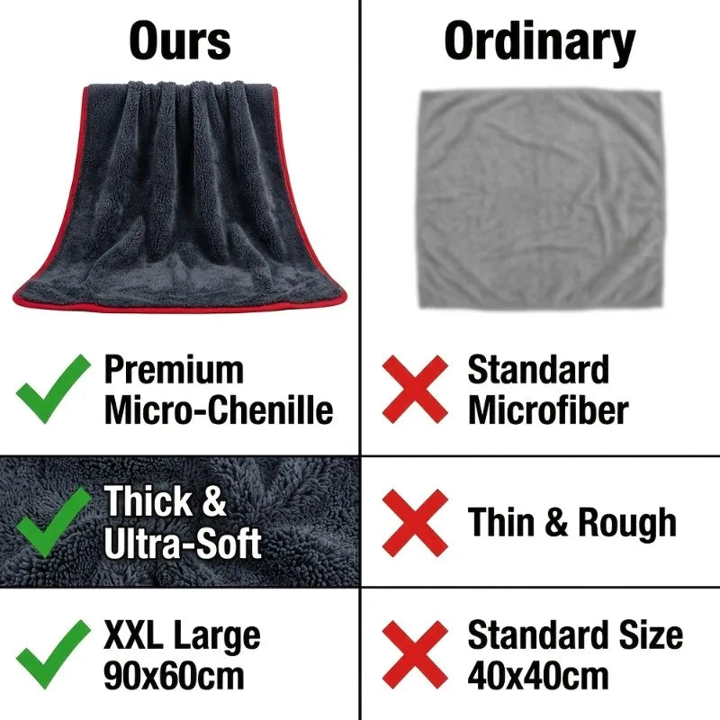 1 PCS XXL Extra Large Microfiber Car Drying Towel - Water Absorption Designed Suitable for Cars Trucks - Gray Fine Plush Cloth
