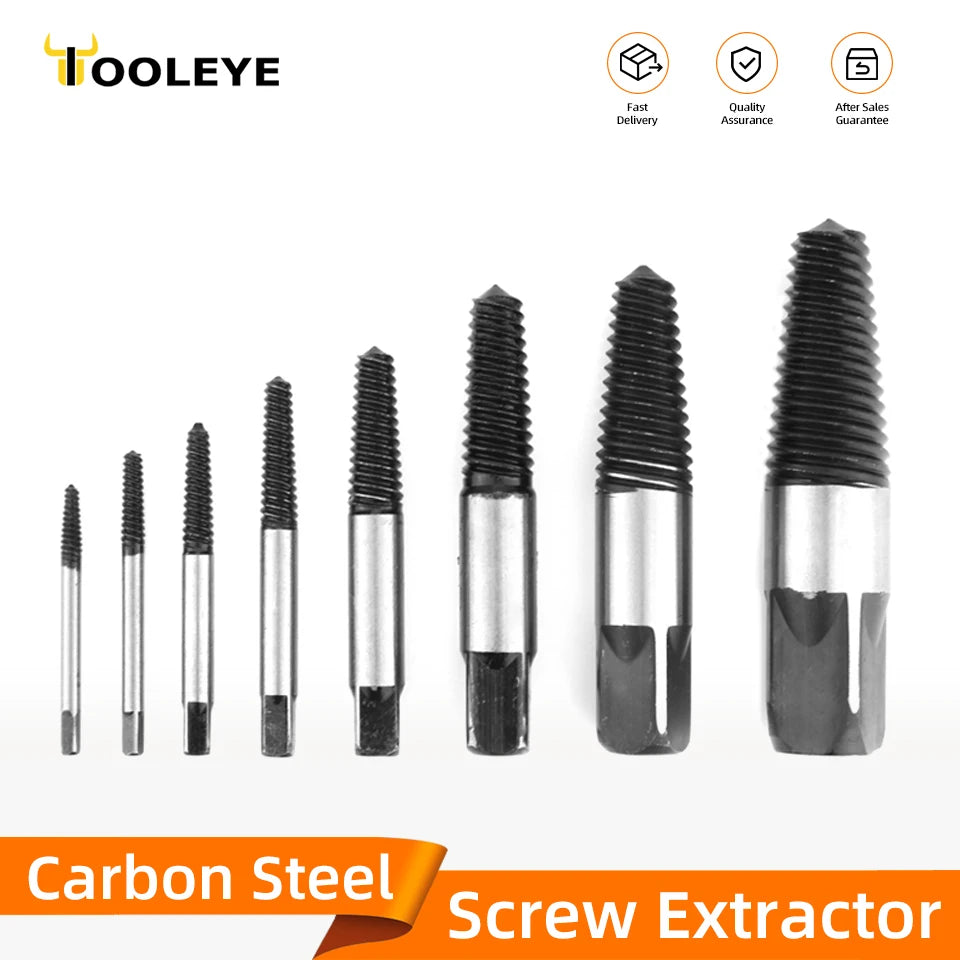 TOOLEYE 5/6Pcs Screw Extractor Drill Bit Set Damaged Screws Remover Extractor Woodworking Tools Broken Bolt Water Pipe Extractor