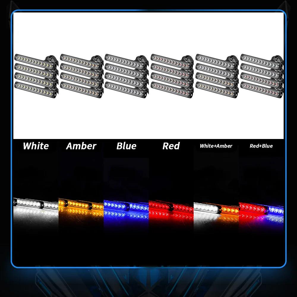 4pcs Strobe led kit 4 in 1 Wireless Control Car Led Strobe Warning Signal Light Grille Flashing Lightbar Beacon Traffic Lamp 12V