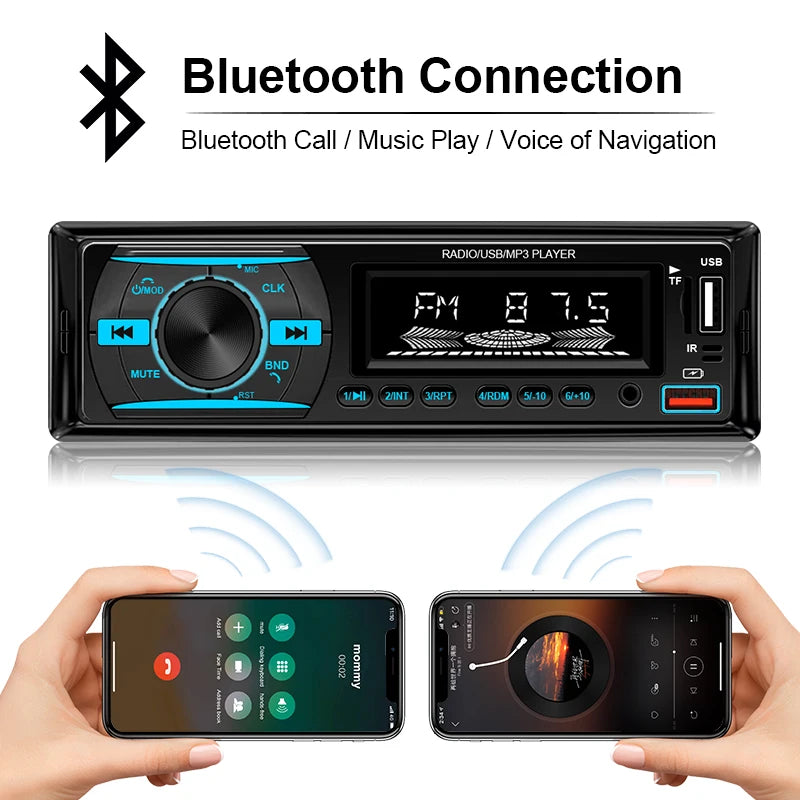 Hippcron Car Radio 1Din Stereo Player Digital Bluetooth Car MP3 Player Color FM AUX Radio Stereo Audio Music USB TF with In Dash
