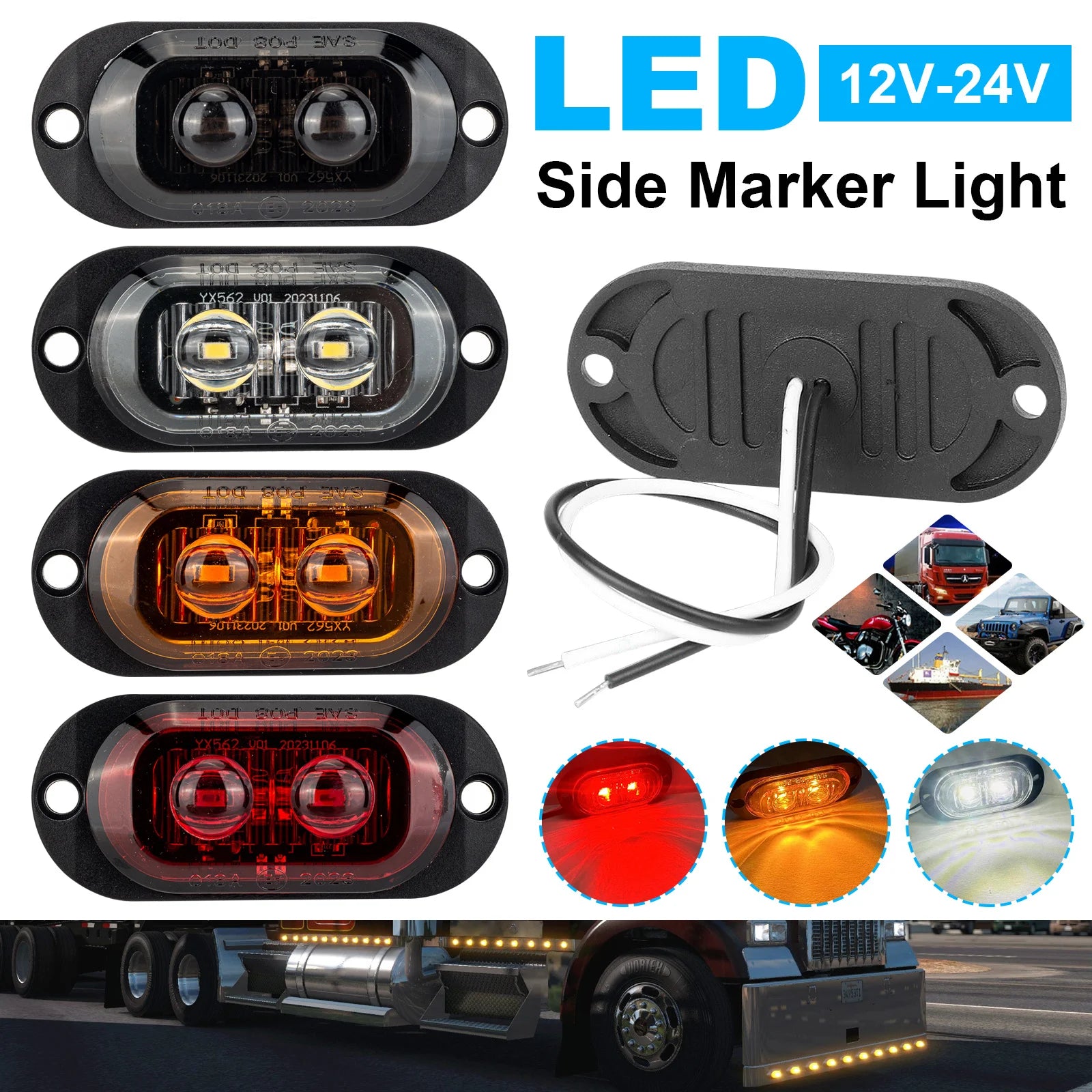 2LED Marker Lights Truck Position Lamps Car Lorry Van LED Side Marker Lamps Trailer Warning Signal Light Indicator Lights