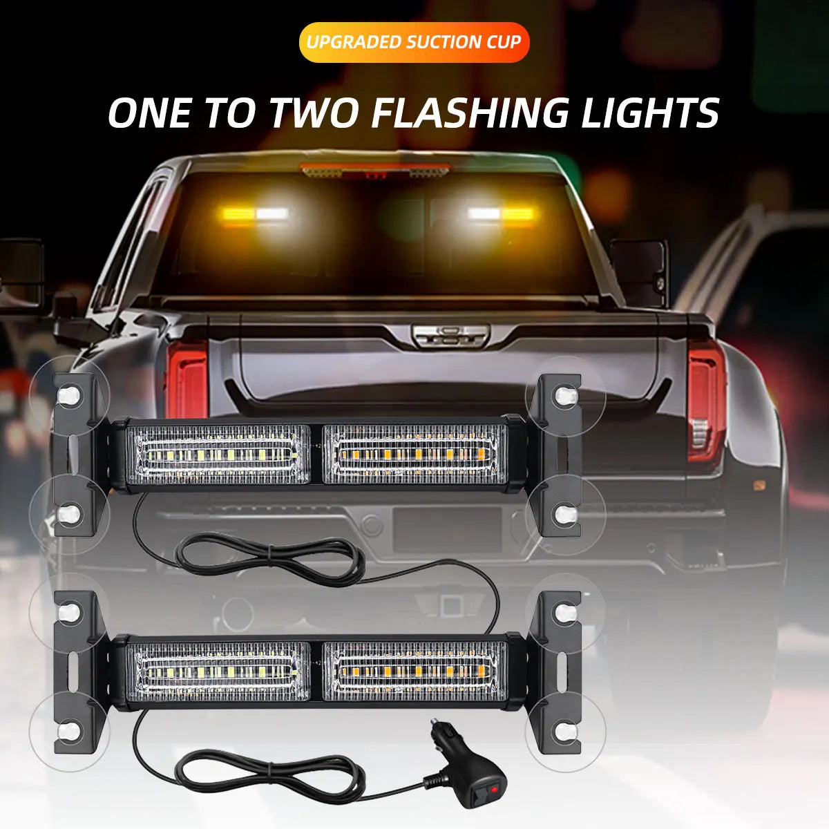 30LED Emergency Strobe Lights New Style Amber Flashing Warning Beacon for Automobiles /Trailers/Trucks/Suvs Windshield Indicator