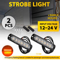 2Pcs Amber 6 LED Strobe Flash Lights Lamps Bars For Car Motorcycle Truck DRL 12V 24V Emergency Flashing Beacon Warning Light