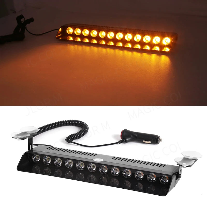 12 LED Car Strobe Light Flash Warning Signal Beacon Traffic Fireman Bright Windshield  Trailer Vehicle Indicators Waterproof 12V