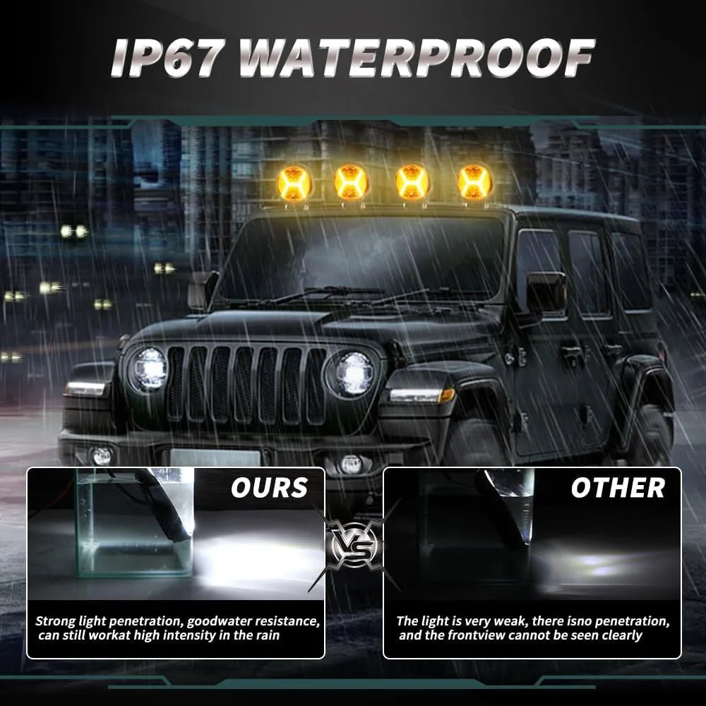 78W Round LED Work Lights with Amber DRL Light 12000LM Flood Spot Combo Beam Working Light Pod Off Road for SUV Truck