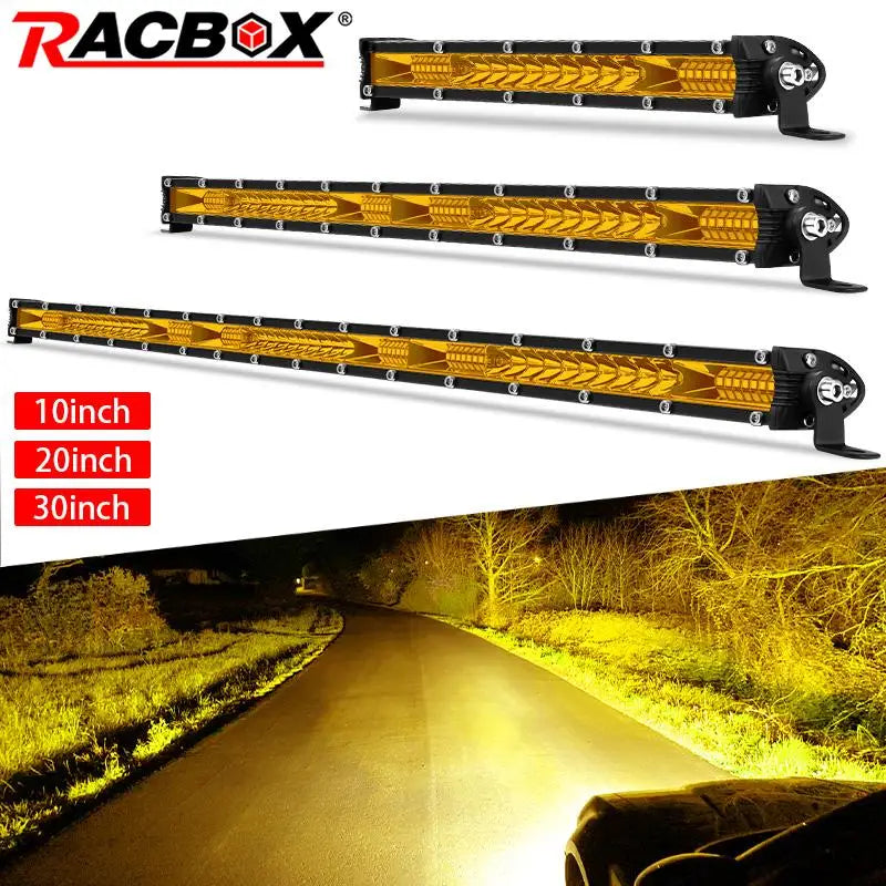 Slim 10'' 20'' LED Light Bar Off Road 4x4 LED Bar 12V 24V Yellow Spot Flood Combo Driving Work Lamp For Jeep Lada Niva ATV SUV