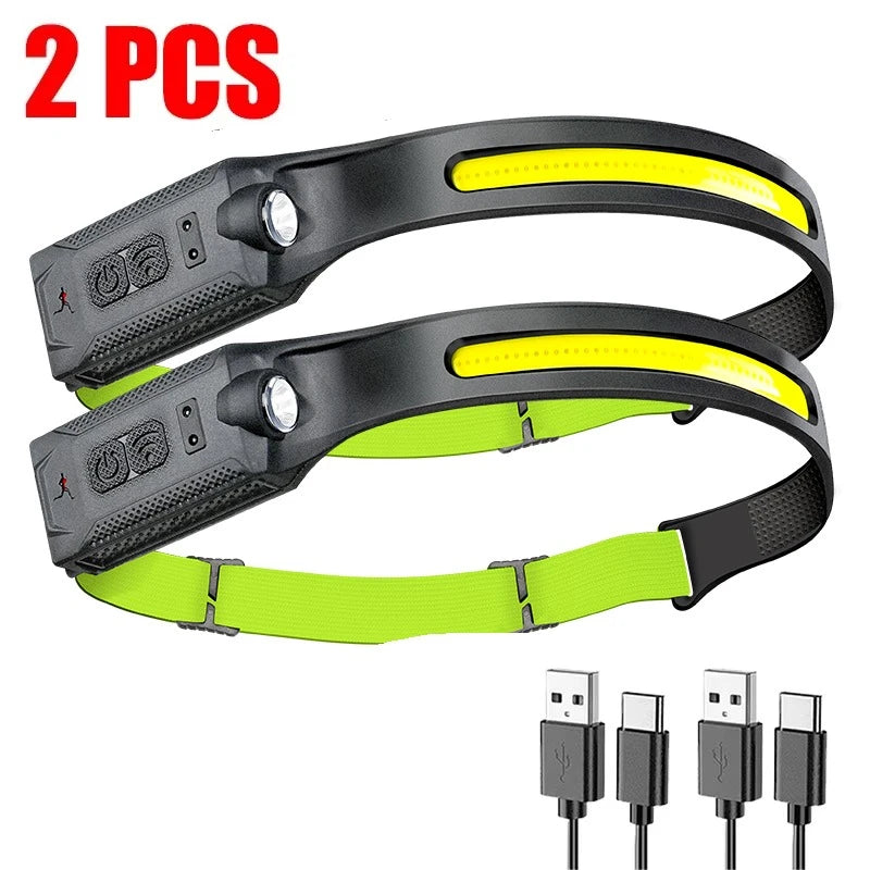 LED HeadlampRechargeable 3-modes Lighting Headlight Flashlight Built in Battery Running Light for Outdoor Camping Emergency Lamp