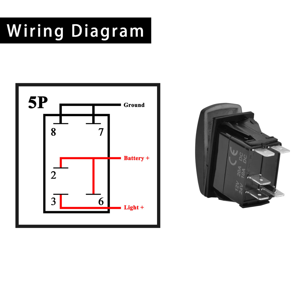 12V ROTARY BEACON Rocker Switch SPST 5PIN ON OFF Dual LED Light For Car Marine Boat Auto Truck Car Accessories Waterproof IP68