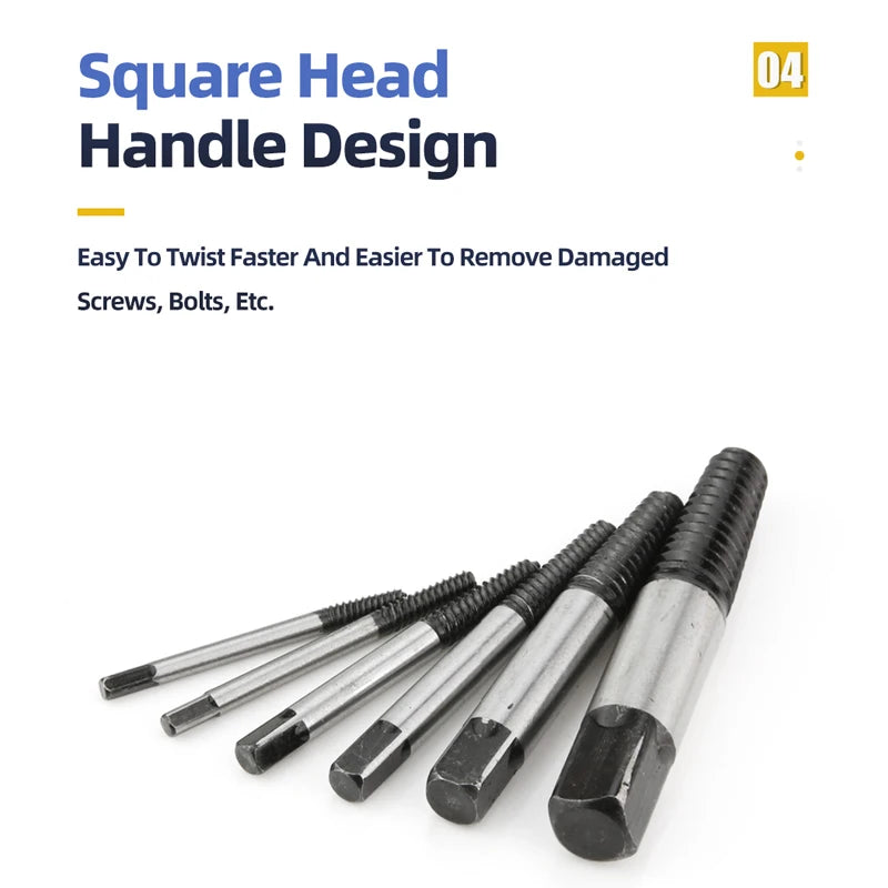 TOOLEYE 5/6Pcs Screw Extractor Drill Bit Set Damaged Screws Remover Extractor Woodworking Tools Broken Bolt Water Pipe Extractor