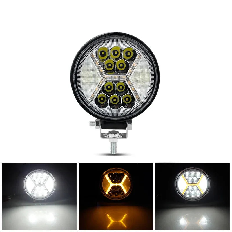 78W Round LED Work Lights with Amber DRL Light 12000LM Flood Spot Combo Beam Working Light Pod Off Road for SUV Truck