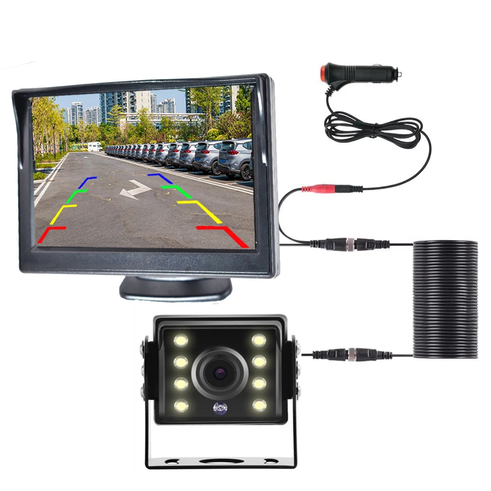 Universal Backup Car Rear view Camera with 4.3or 5 / 7 inch Monitor for Truck HD Screen LED Night Vision Waterproof Paking Bus