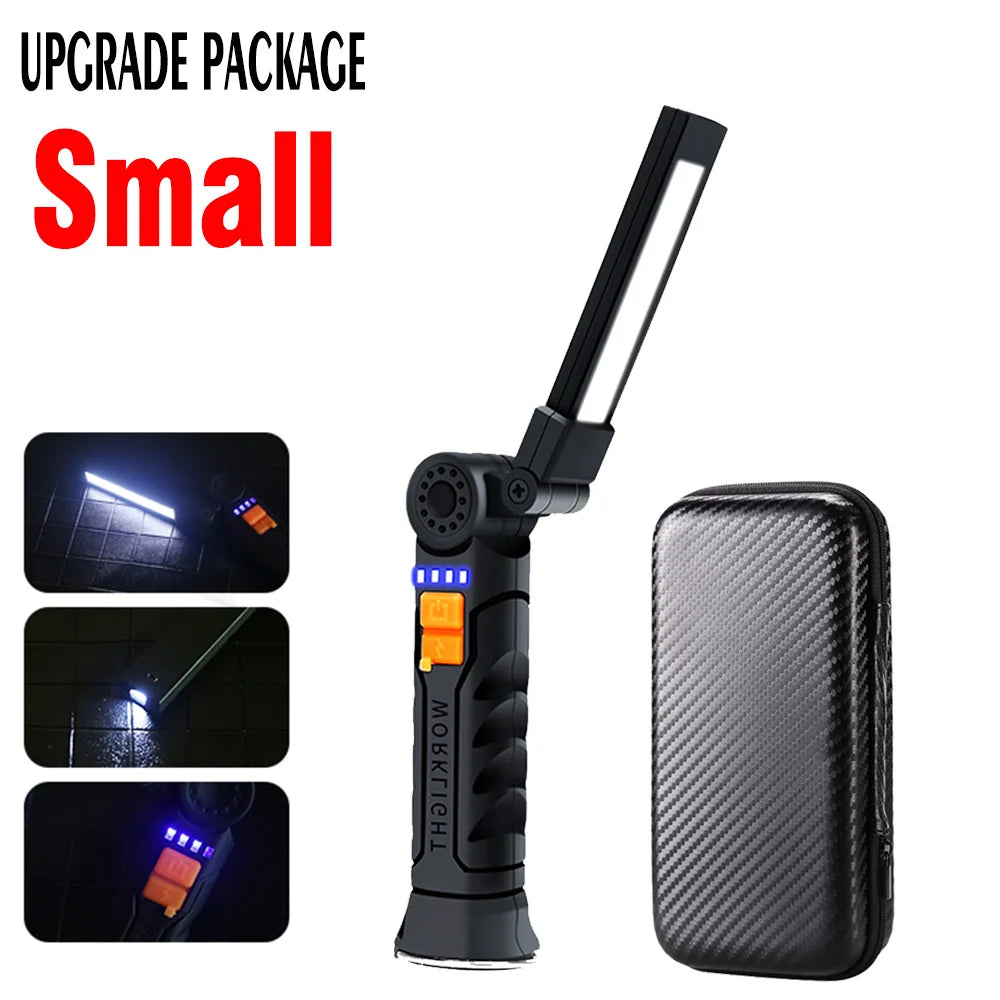 Rechargeable LED Flashlight Work Light with Magnet & Hook, Waterproof for Job Site Security Night Work Outdoor Camping Emergency