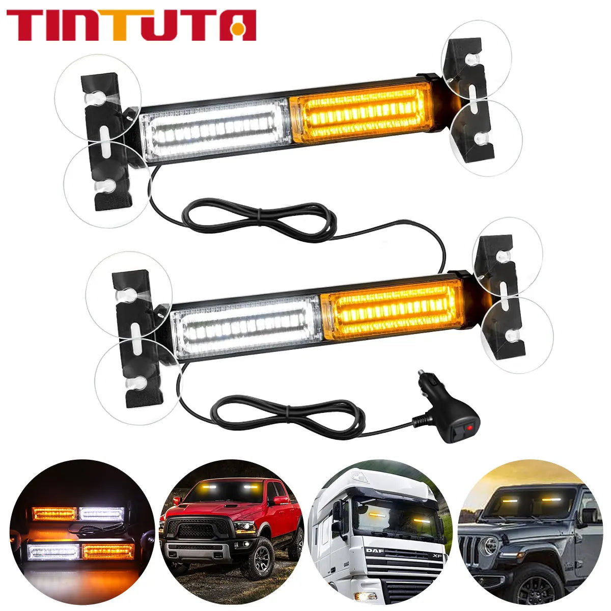 30LED Emergency Strobe Lights New Style Amber Flashing Warning Beacon for Automobiles /Trailers/Trucks/Suvs Windshield Indicator