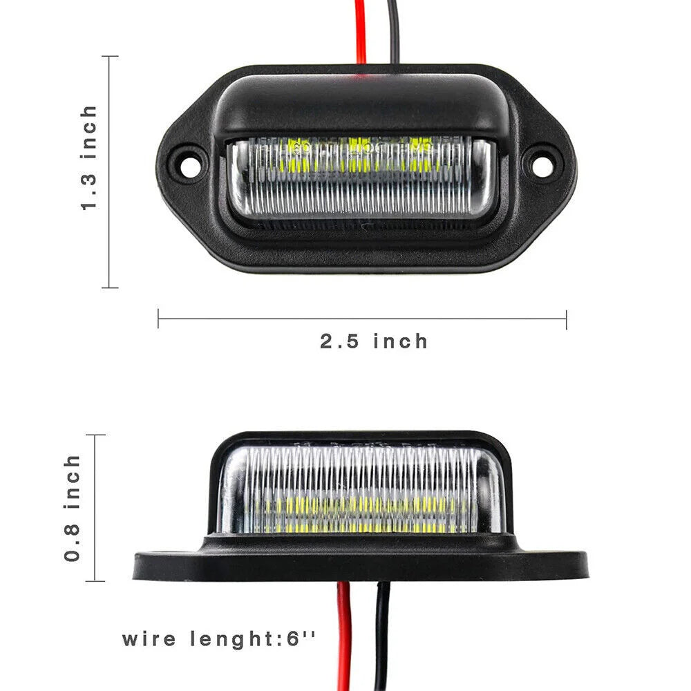 2/1 PCS 12V-24V 6 LED Number License Plate Light Lamp Taillight Universal For Cars Truck Trailers Motorcycle Boat