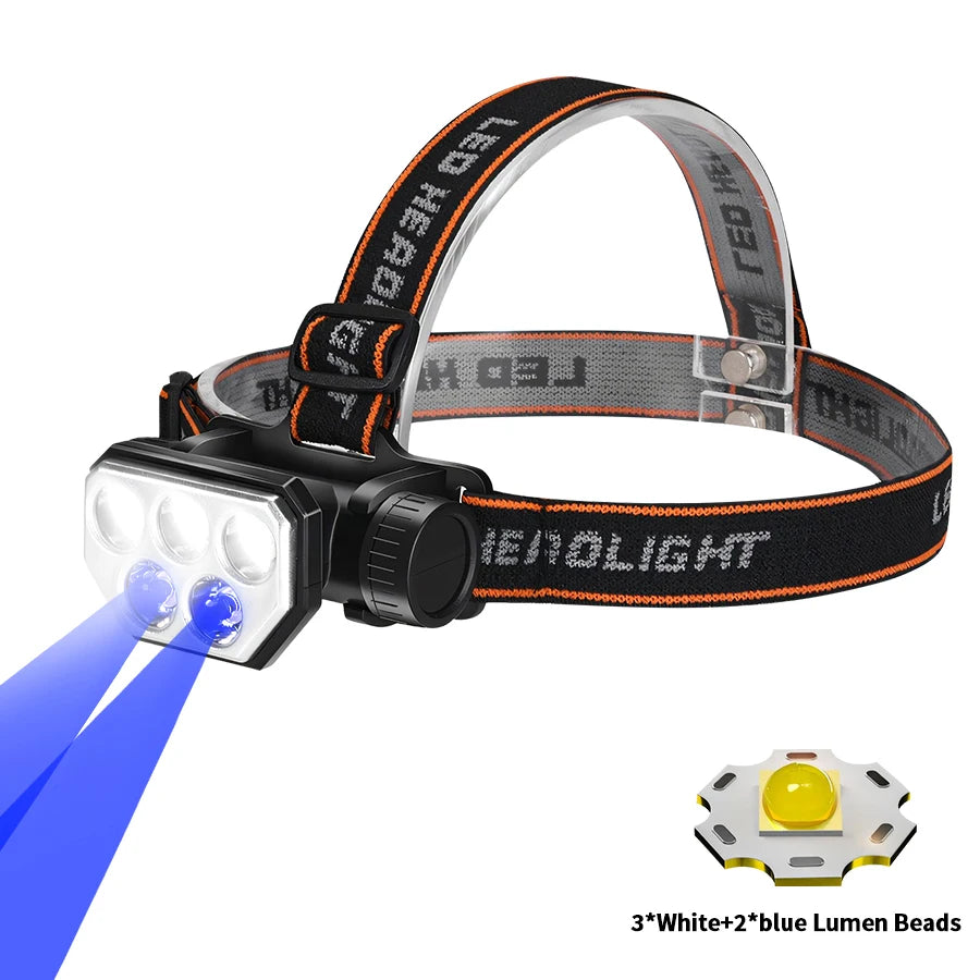 LED USB Rechargeable Headlamp High Lumen Bright Head Lamp With 5/8 LED Headlight IPX4 Waterproof Head Flashlight Camping Light