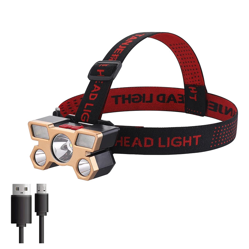 LED USB Rechargeable Headlamp High Lumen Bright Head Lamp With 5/8 LED Headlight IPX4 Waterproof Head Flashlight Camping Light