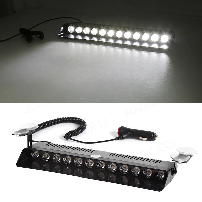 12 LED Car Strobe Light Flash Warning Signal Beacon Traffic Fireman Bright Windshield  Trailer Vehicle Indicators Waterproof 12V