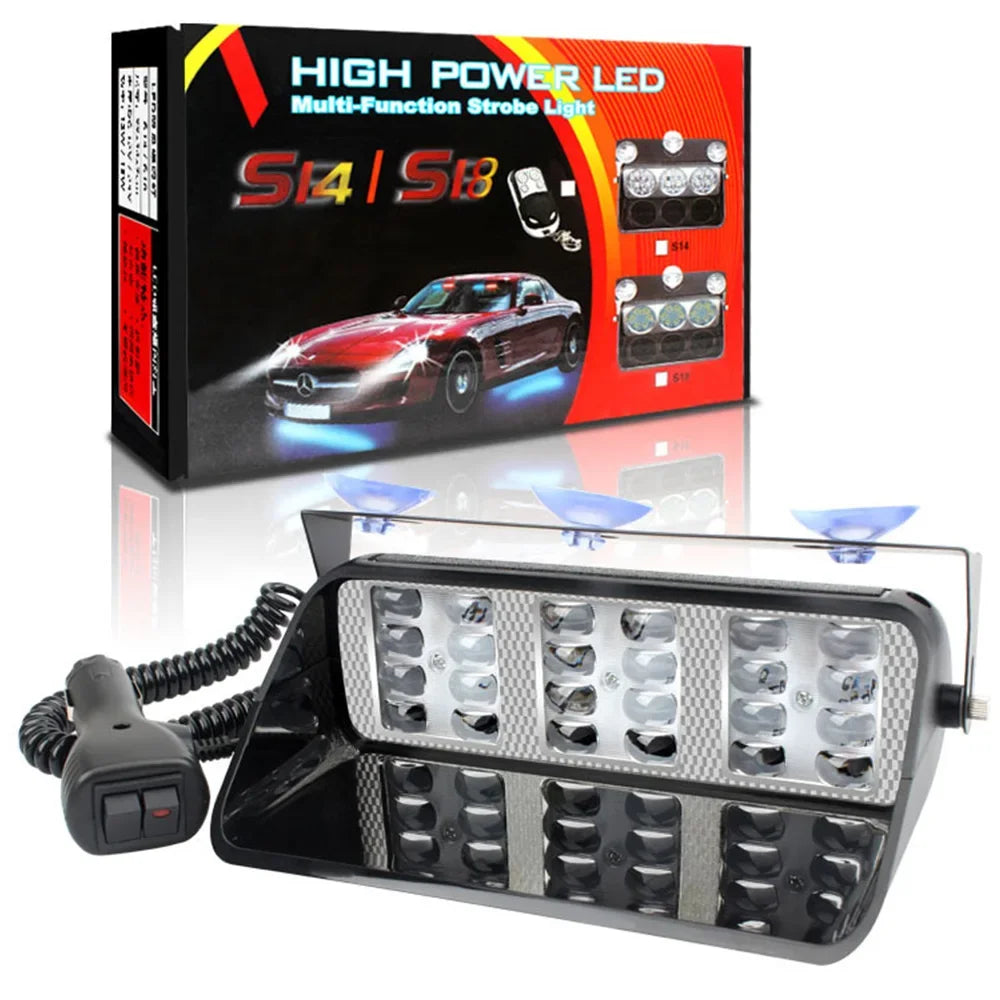 24 LED 12V Strobe Signal Emergency Windshield Warning Beacon Lights Auto Car Accessories Red Blue White Car Strobe Light