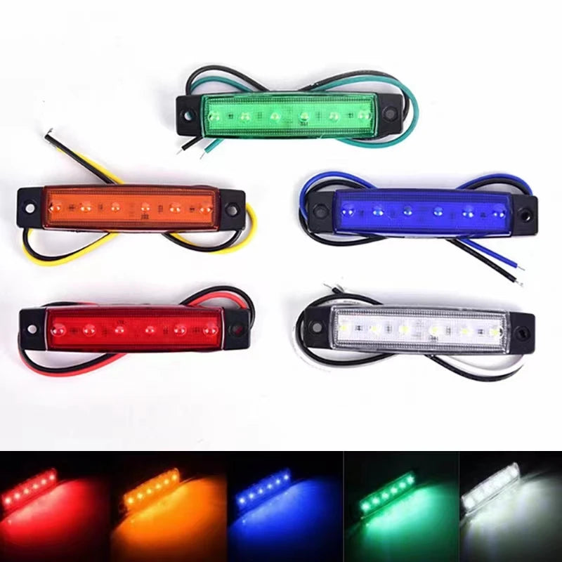 6LED Car Lorry Lights Trucks Front Rear Side Marker Lights LED Trailer RV Indicators Turn Signal Warning Lamp for Car Side Light