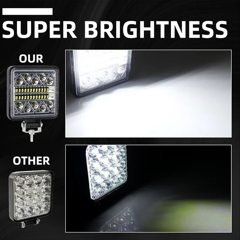 1pcs 102W Lightbar Spotlight Offroad LED Work Light Bar 3030 LED 34SMD Square For Tractor SUV Truck Driving Fog Lamp