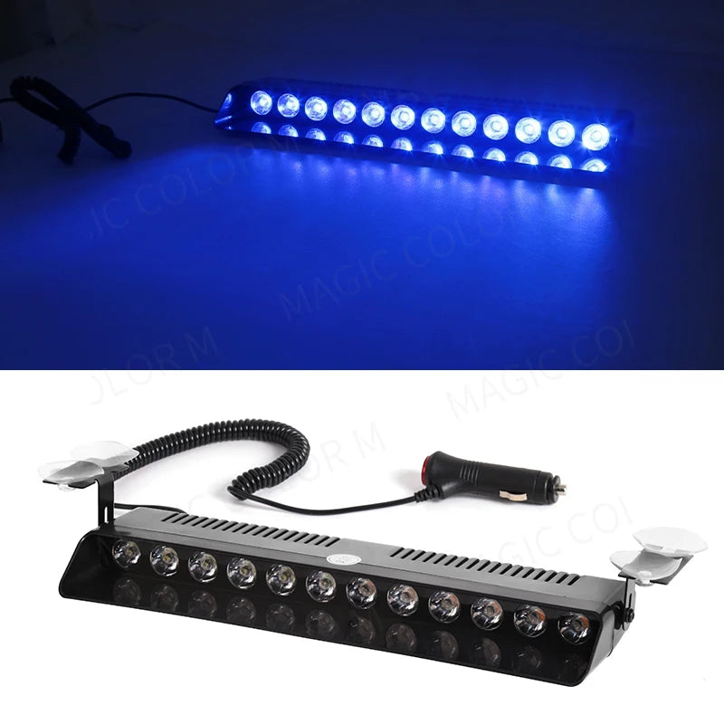 12 LED Car Strobe Light Flash Warning Signal Beacon Traffic Fireman Bright Windshield  Trailer Vehicle Indicators Waterproof 12V